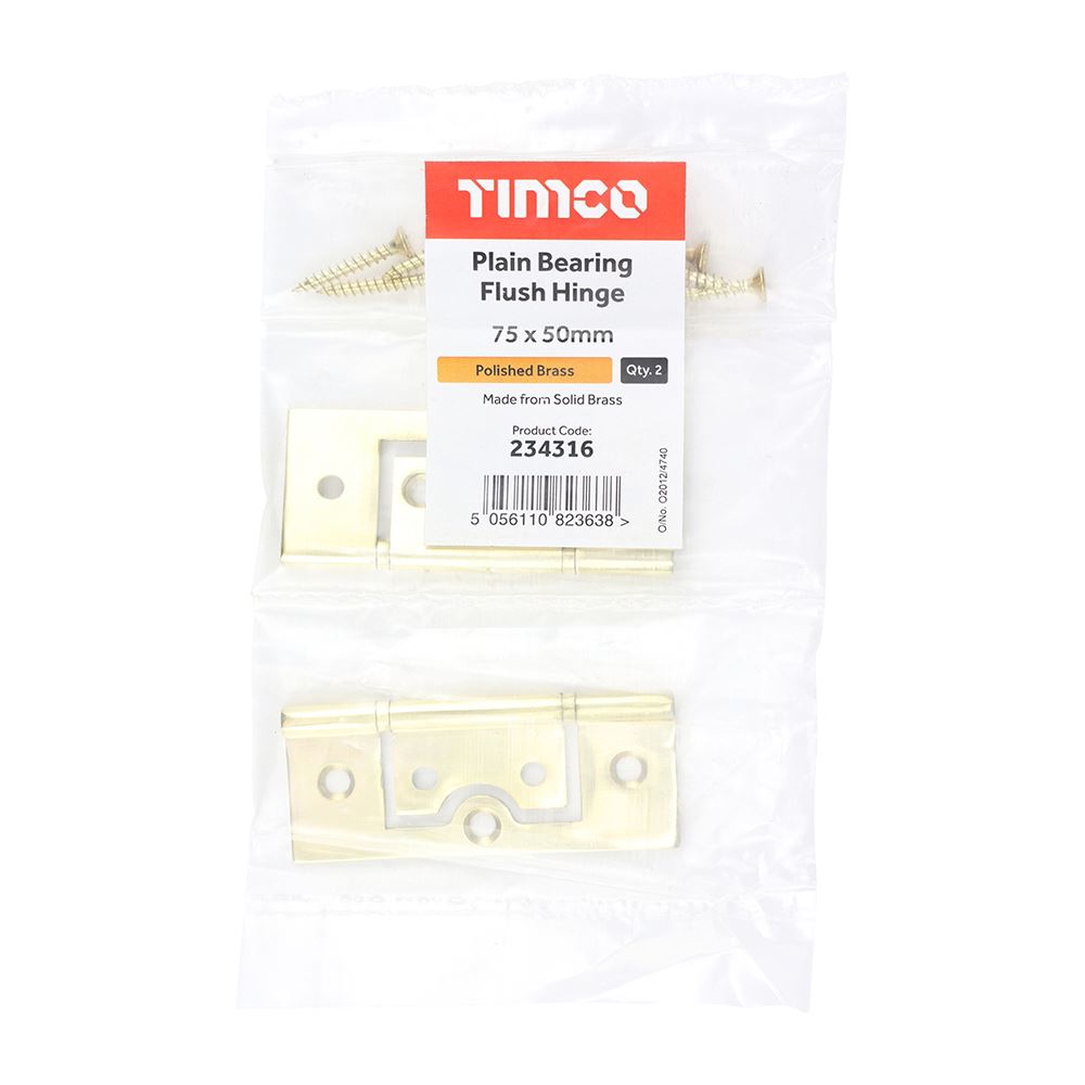 TIMCO Plain Bearing Flush Hinge PB 75 x 50 Pack 2