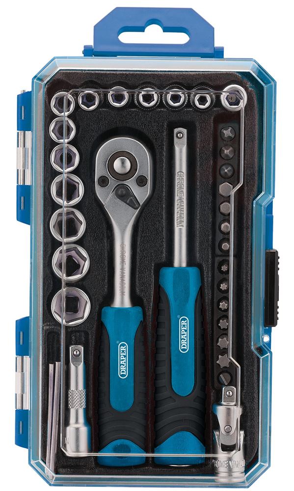 Draper 1/4 SOCKET SET 35PC 04777 Socket Set, 1/4" Sq. Dr. (35 Piece)