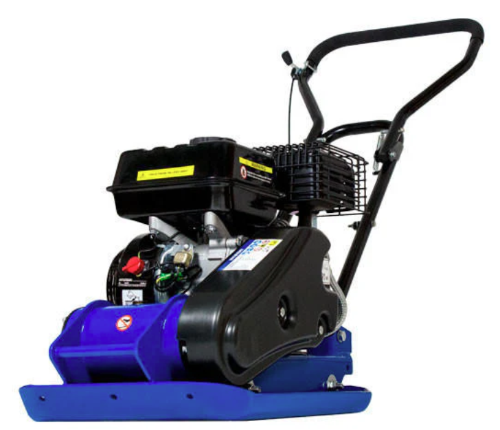 Hyundai HYCP6570 196cc Petrol Plate Compactor / Wacker Plate 60kg with Wheel Kit, Paving Pad & 250 mm Compaction Depth
