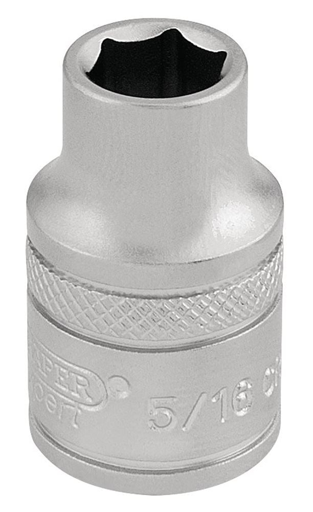 Draper 5/16 6PT SOCKET 3/8 DR-PCKD 16549 3/8" Sq. Dr. Imperial Sockets (Micro Satin Chrome)