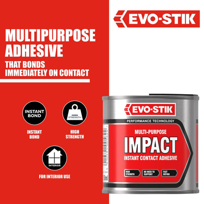 EVO-STIK Impact Adhesive, Multipurpose, High-Strength Adhesive, Bonds Instantly on Contact, Fast Drying