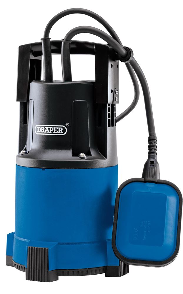 98913 Draper 110V Submersible Clean Water Pump with Float Switch, 100L/min, 250W Submersible Water Pumps Professional Trade DIY Workshop Garage Use