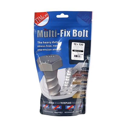 TIMCO Multi-Fix Bolt Hex Head 12.0 x 130 Silver Pack 6