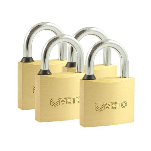 TIMCO Brass Padlock x 4 (Key Alike) 40mm Pack 4