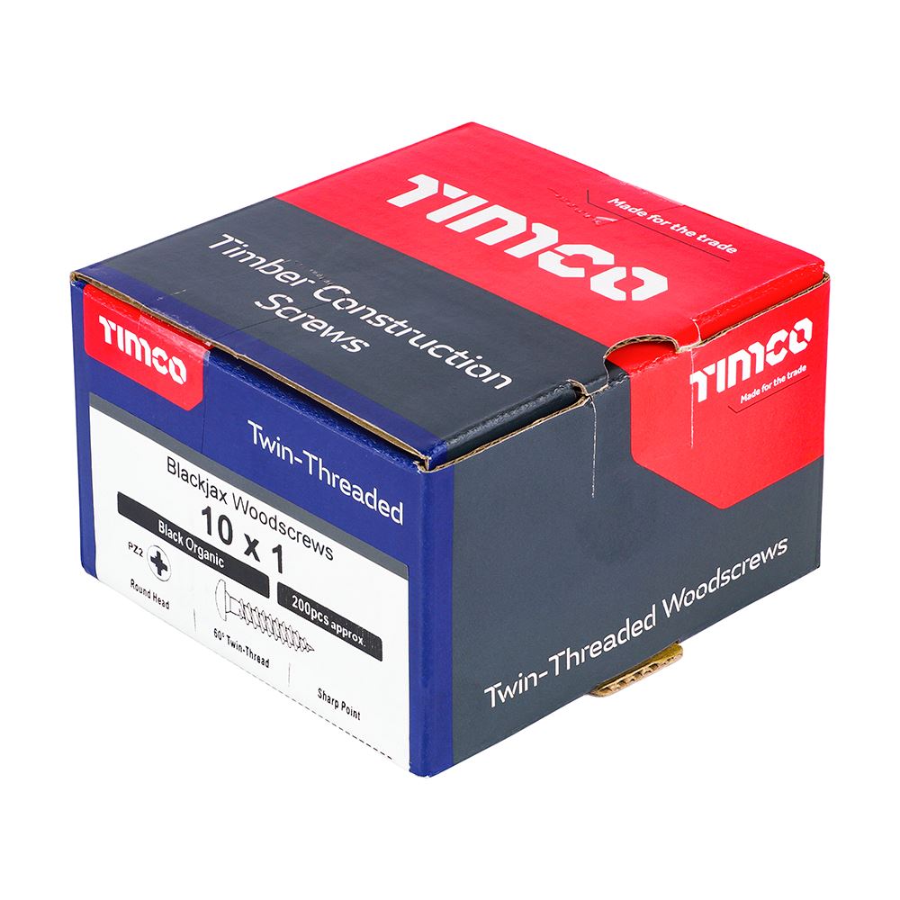 TIMCO Blackjax Screw PZ2 RND Black 10 x 1 Black Pack 200