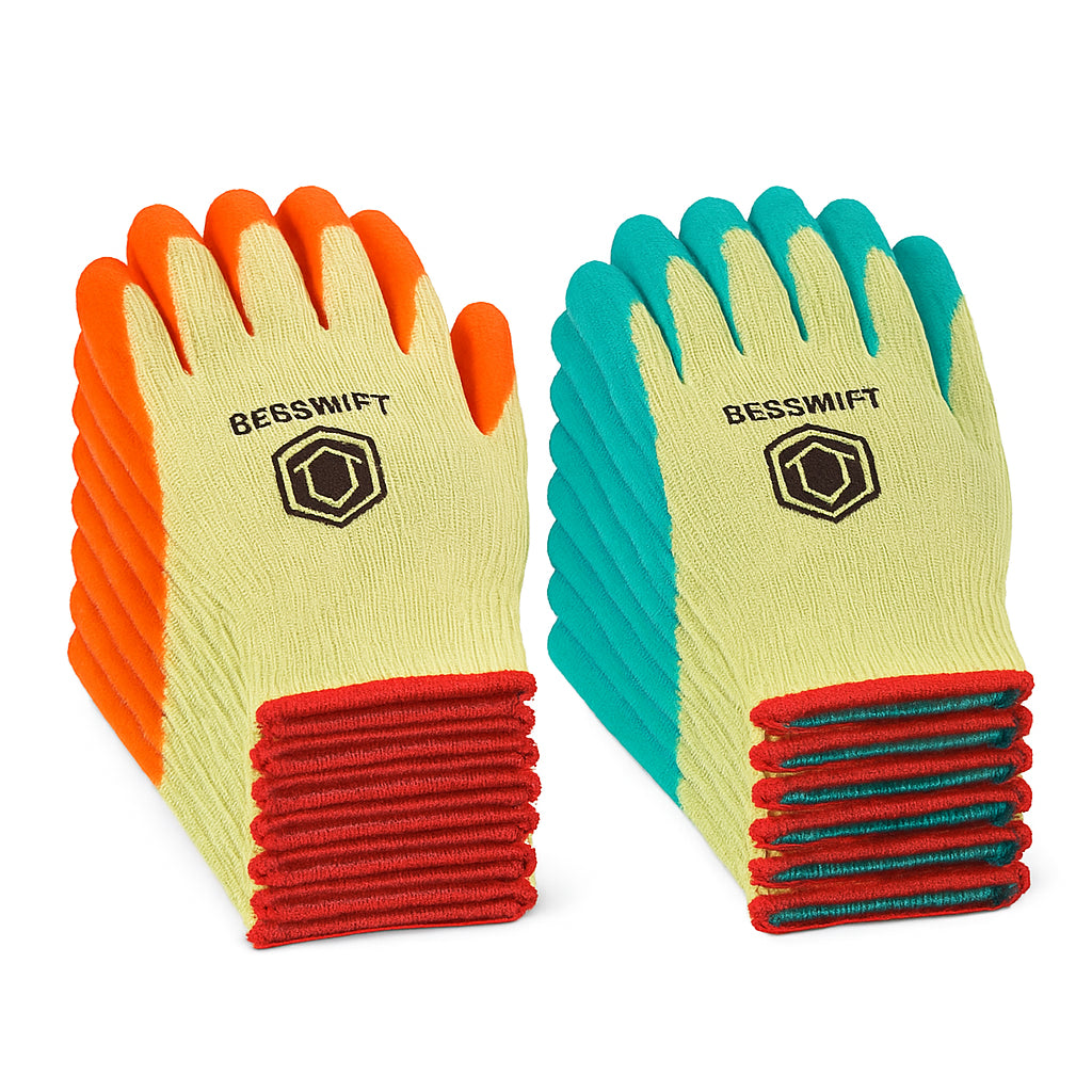 Beeswift EC8N Grip Work Gloves – Latex Coated | Orange & Green | M–XL | Pack of 10