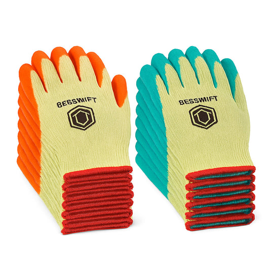 Beeswift EC8N Grip Work Gloves – Latex Coated | Orange & Green | M–XL | Pack of 10