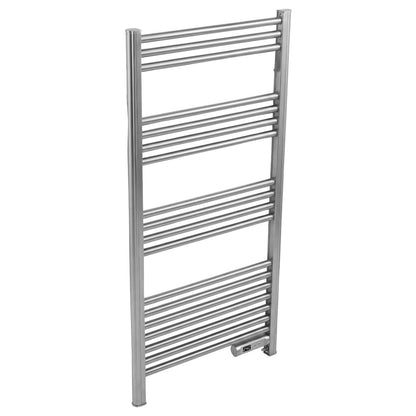 Baridi DH372 Electric Heated Towel Rail 1085 x 535mm with LED Display - Silver | 425W, 230V - 50HZ, Overheat Protection | LED temperature display.