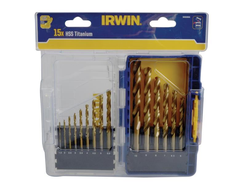 IRWIN� IW3038501 HSS Titanium Metal Drill Bit Set, 15 Piece