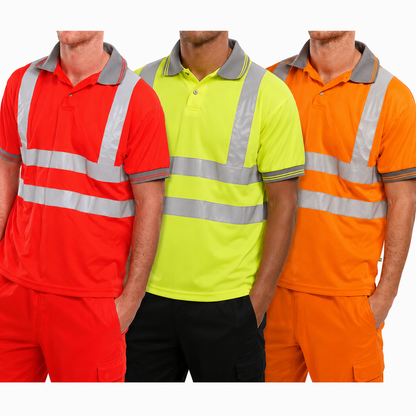 Beeswift Saturn Hi Vis Short Sleeve Polo Shirt Reflective Safety Workwear Available in Hi-Visibility Yellow and Hi-Visibility Orange