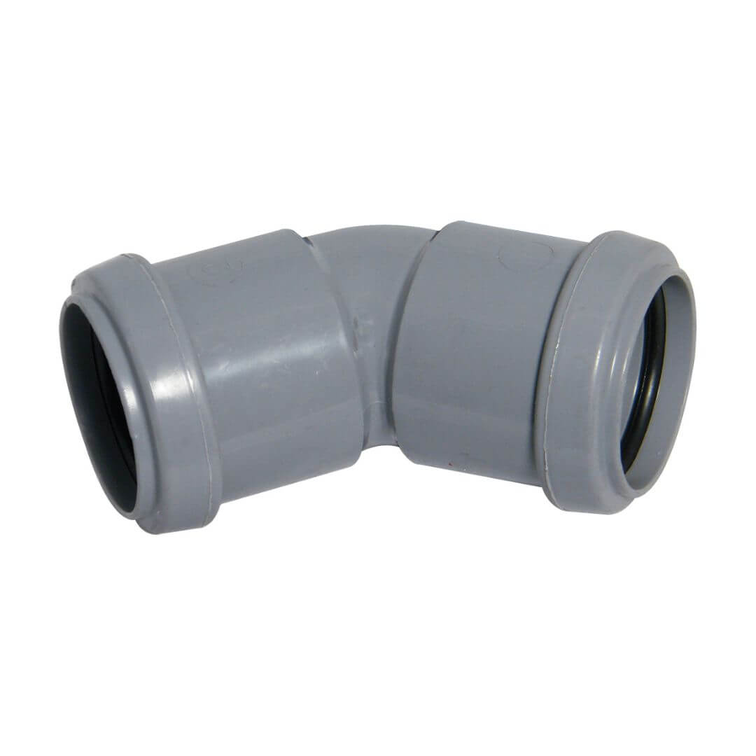 40MM WASTE - 1_" 45 � OBTUSE BEND PUSH FIT GREY