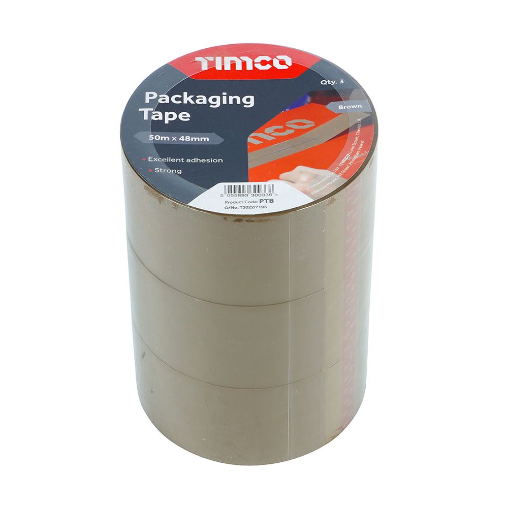 TIMCO Packaging Tape Brown Brown 50m x 48mm Pack 3.0