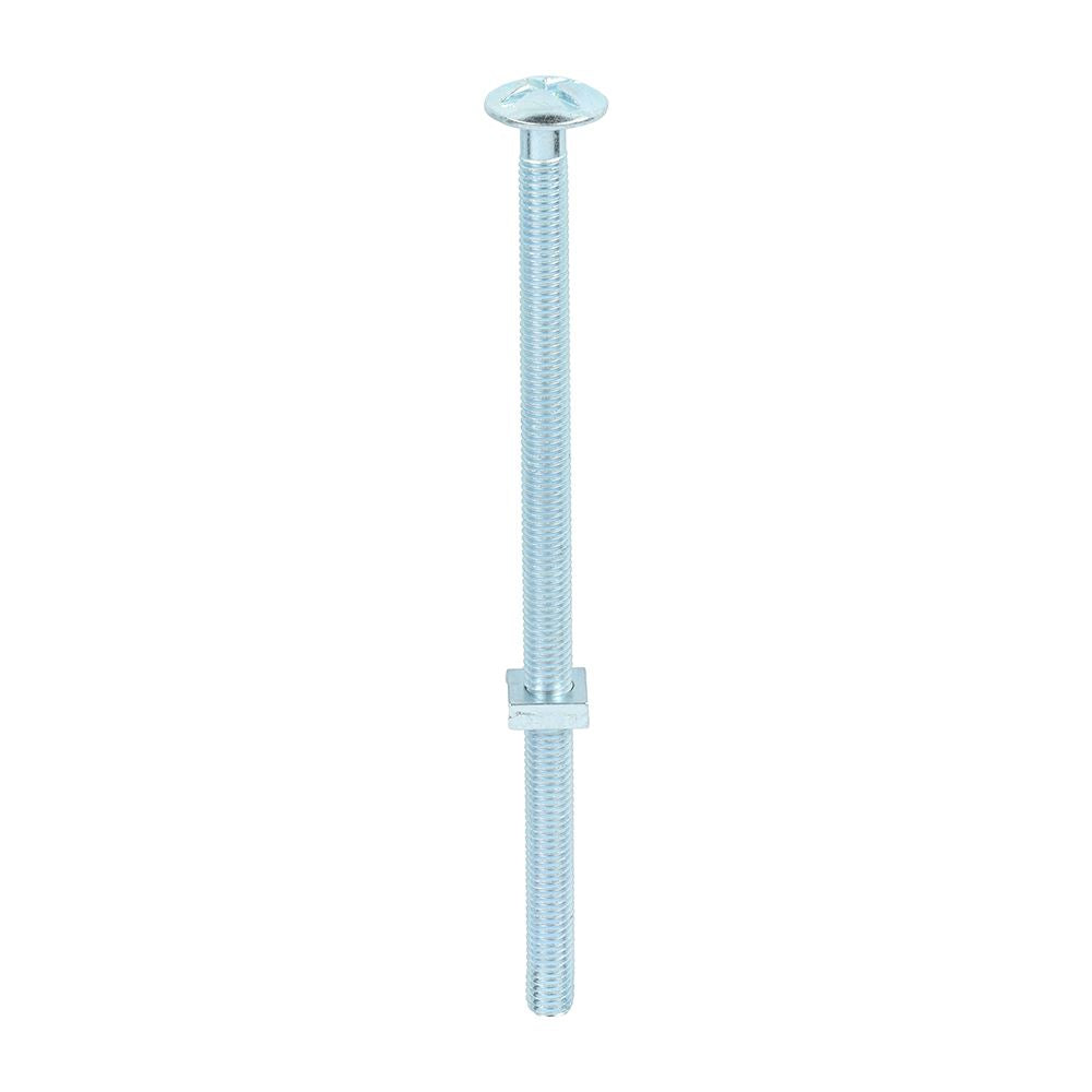 TIMCO Roofing Bolt & SQ Nut Zinc M8 x 160 Silver Pack 50