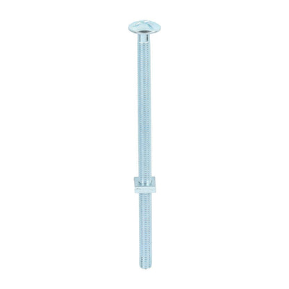TIMCO Roofing Bolt & SQ Nut Zinc M8 x 160 Silver Pack 50