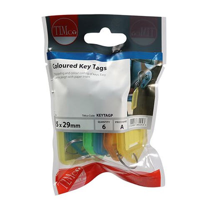 TIMCO Coloured Key Tags Mixed Colours Red Pack 6