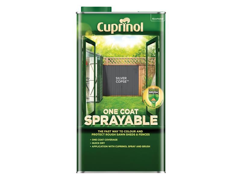 Cuprinol 5355975 One Coat Sprayable Fence Treatment Silver Copse 5 litre