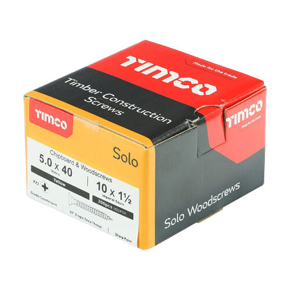 TIMCO Solo Woodscrew PZ2 CSK ZYP 5.0 x 40 Gold Pack 200