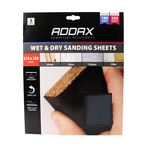 TIMCO Wet & Dry Sanding Sheets Mixed 230 x 280mm (180/320) Black Pack 5