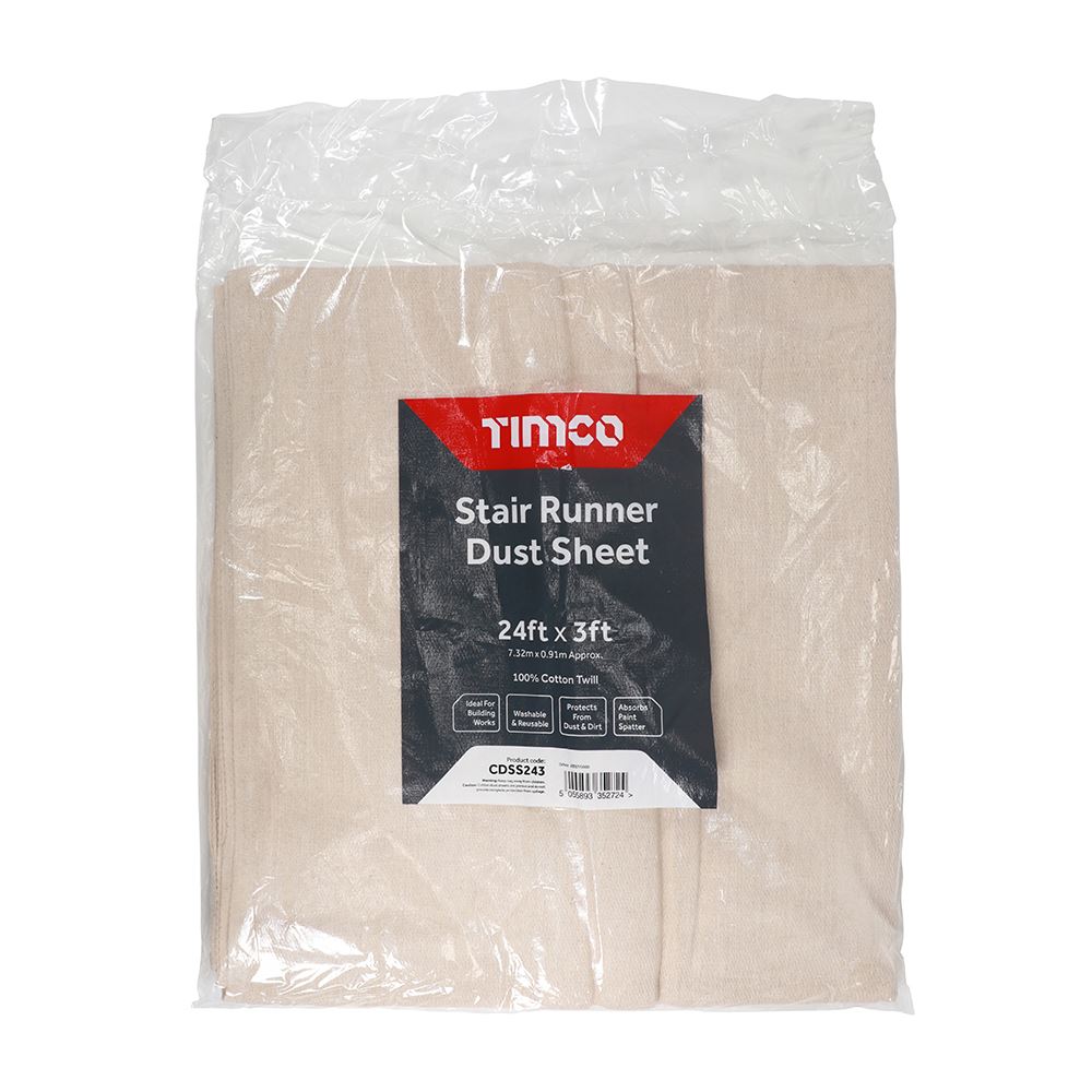 TIMCO Stair Runner Dust Sheet 24ft x 3ft Pack 1