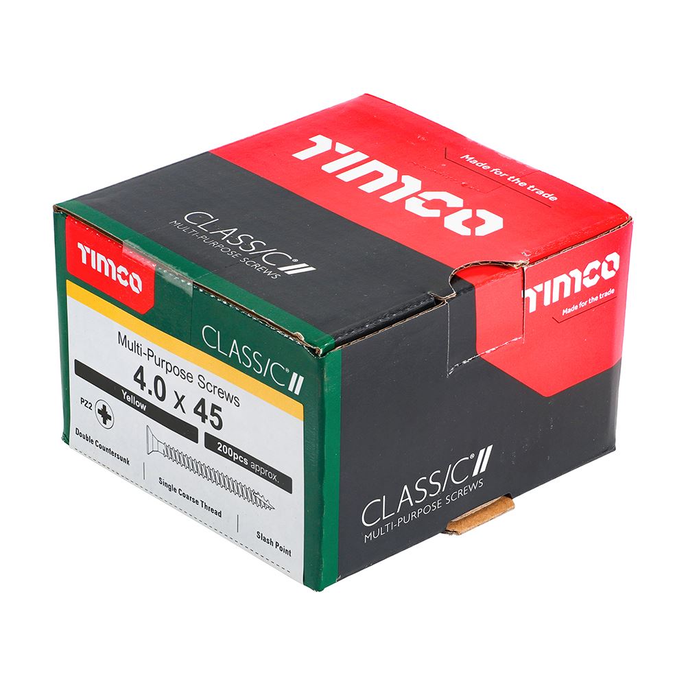 TIMCO Classic Screw PZ2 CSK ZYP 4.0 x 45 Gold Pack 200