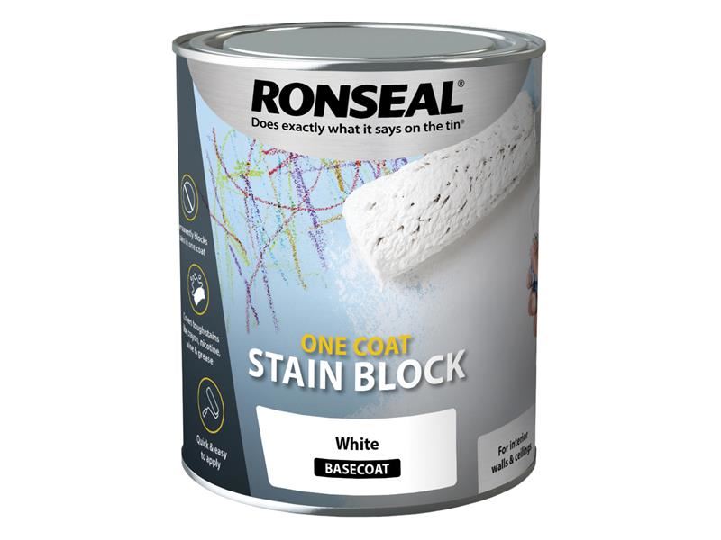 Ronseal 36961 One Coat Stain Block White 2.5 litre