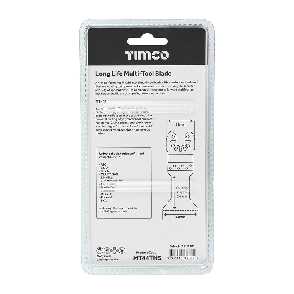 TIMCO Long Life MTool Blade Straight 44mm Pack 5