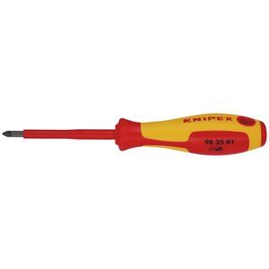 57556 KNIPEX KNIPEX 98 25 01 VDE Insulated Pozidriv Screwdriver, PZ1 x 80mm VDE Insulated Screwdrivers Professional Trade DIY Workshop Garage Use