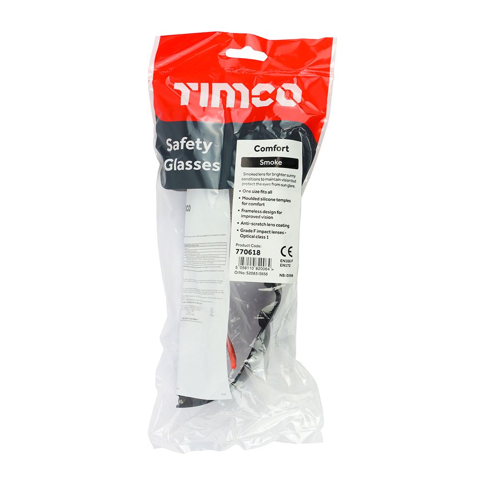TIMCO Comfort Safety Glasses Smoke One Size Pack 1