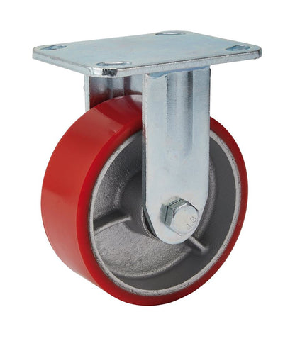 Draper IND.PU CASTOR FIXED-125MM DIA 65528 65528 Heavy Duty Polyurethane Wheeled Fixed Plate Castors