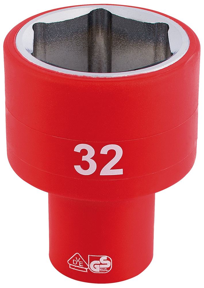 Draper 32MM VDE 1/2 INSUL. SOCKET 32017 32017 Metric VDE Sockets, 1/2" Sq. Dr.