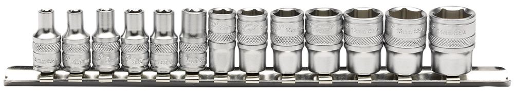 Draper 1/4 13PC METRIC SOCKET RAIL 16487 Metric Socket Set on a Metal Rail, 1/4" Sq. Dr. (13 Piece)