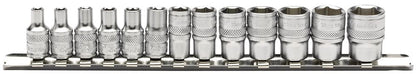 Draper 1/4 13PC METRIC SOCKET RAIL 16487 Metric Socket Set on a Metal Rail, 1/4" Sq. Dr. (13 Piece)