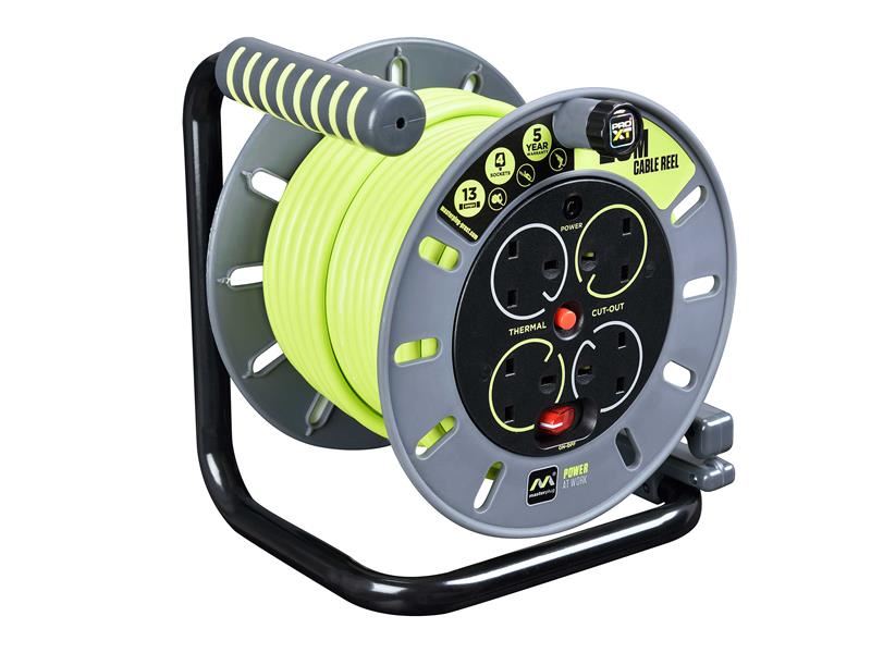 Masterplug OMU25134SL-PX PRO-XT Open Cable Reel 240V 13A 4-Socket 25m