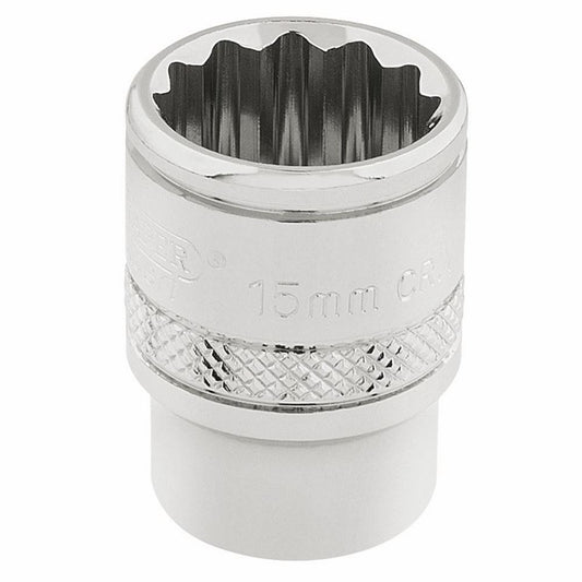 32778 Draper Expert Expert HI-TORQ 12 Point Socket, 3/8 Sq. Dr., 15mm D-MM/B 3/8 Sockets Professional Trade DIY Workshop Garage Use