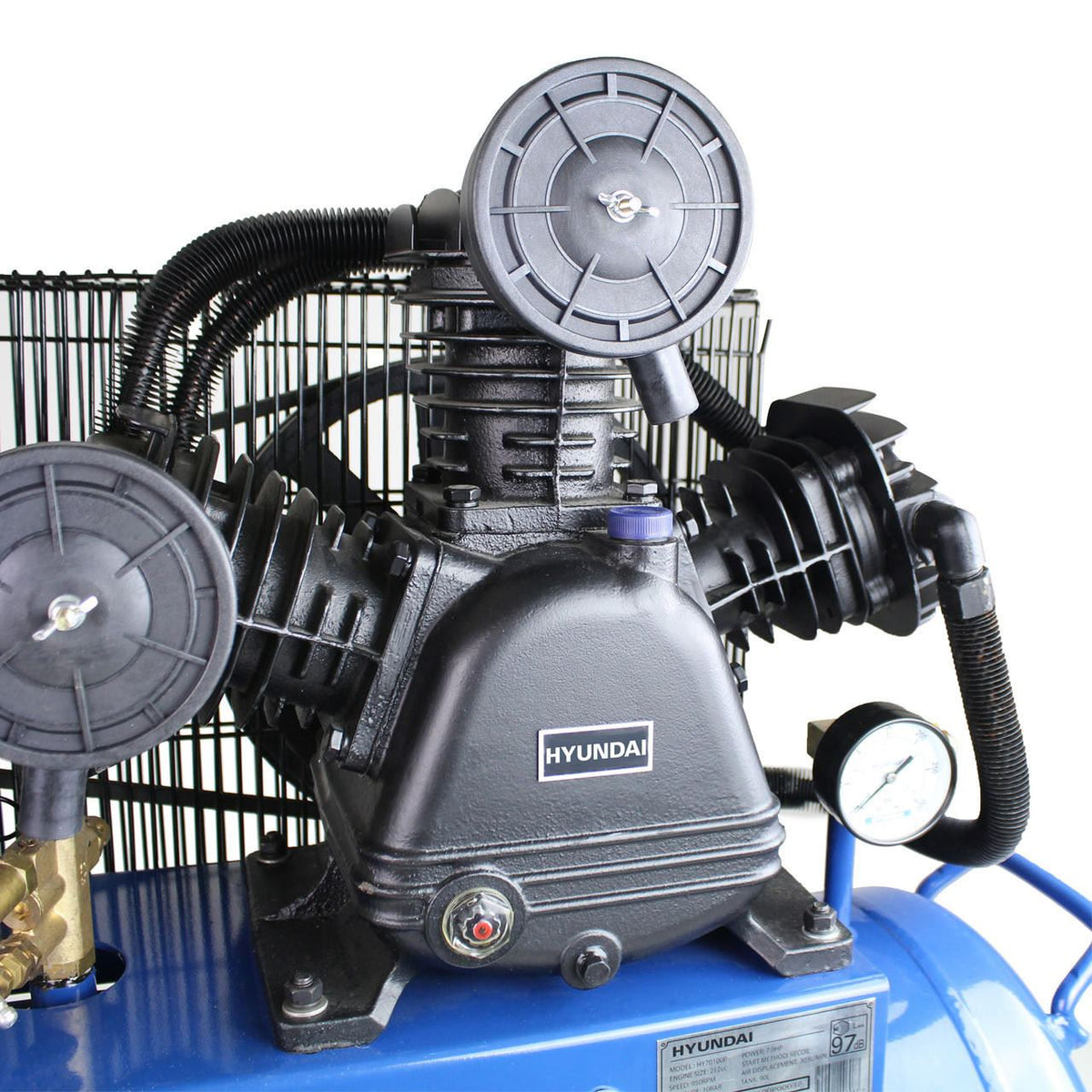 Hyundai HY70100P Petrol Air Compressor 7hp 10.7CFM 145psi 90 Litre Workshop Compressor Garage Air Compressor Workshop Garage Pneumatic Tools