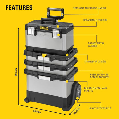 Stanley FatMax Rolling Tool Box Workshop Metal Plastic Storage Case 1-95-622