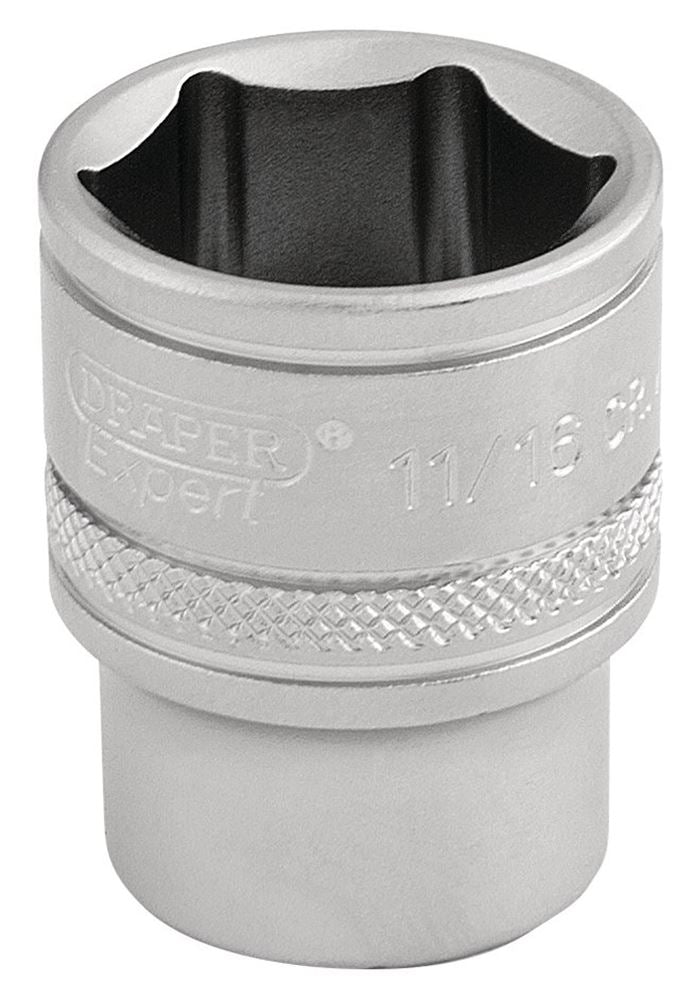 Draper 11/16 6PT SOCKET 3/8 DR-PCKD 16573 3/8" Sq. Dr. Imperial Sockets (Micro Satin Chrome)