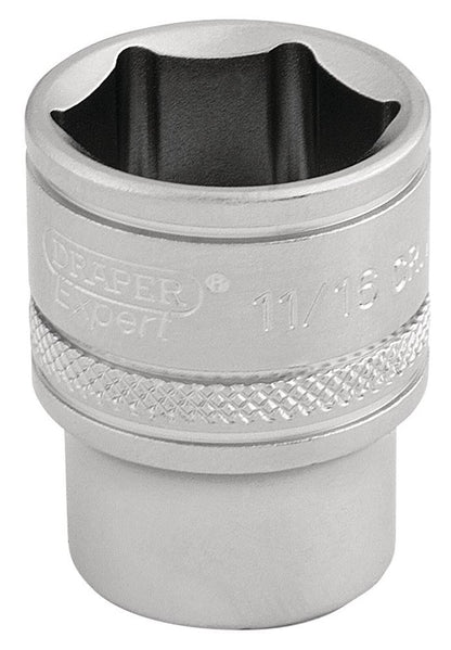 Draper 11/16 6PT SOCKET 3/8 DR-PCKD 16573 3/8" Sq. Dr. Imperial Sockets (Micro Satin Chrome)