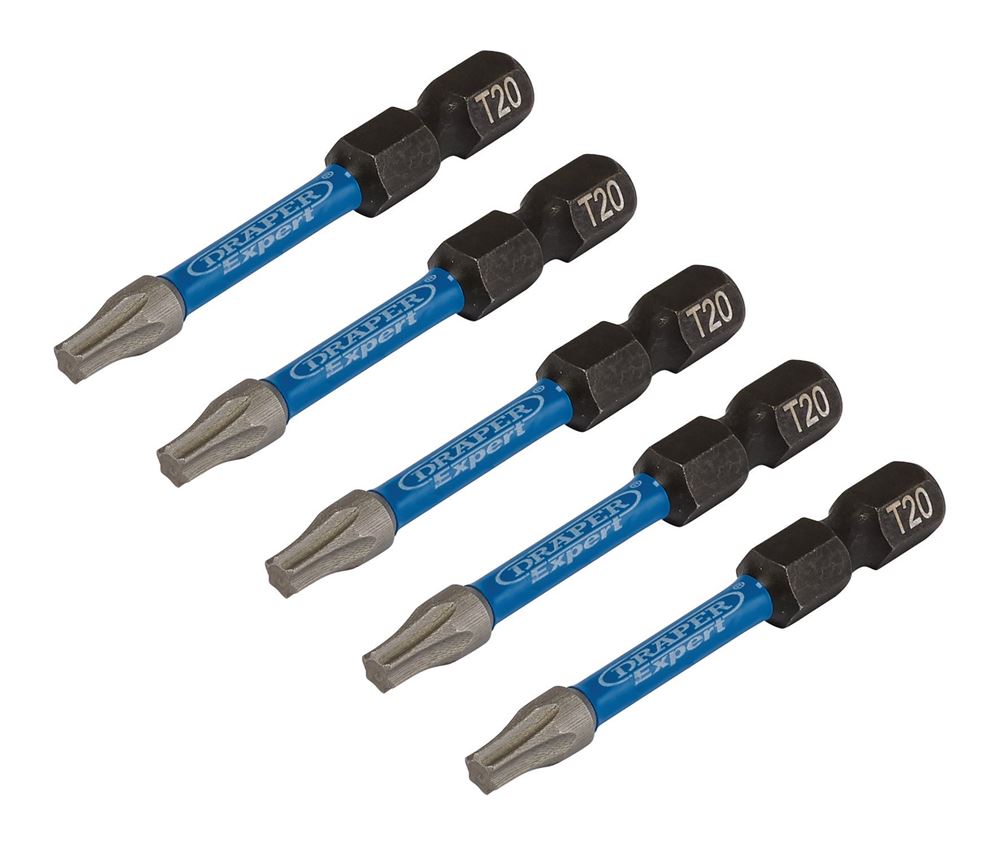 Draper T20X50MM IMPACT S/D BIT 5PK 05652 TX-STARÂ® Impact Screwdriver Bits, 1/4" Hex