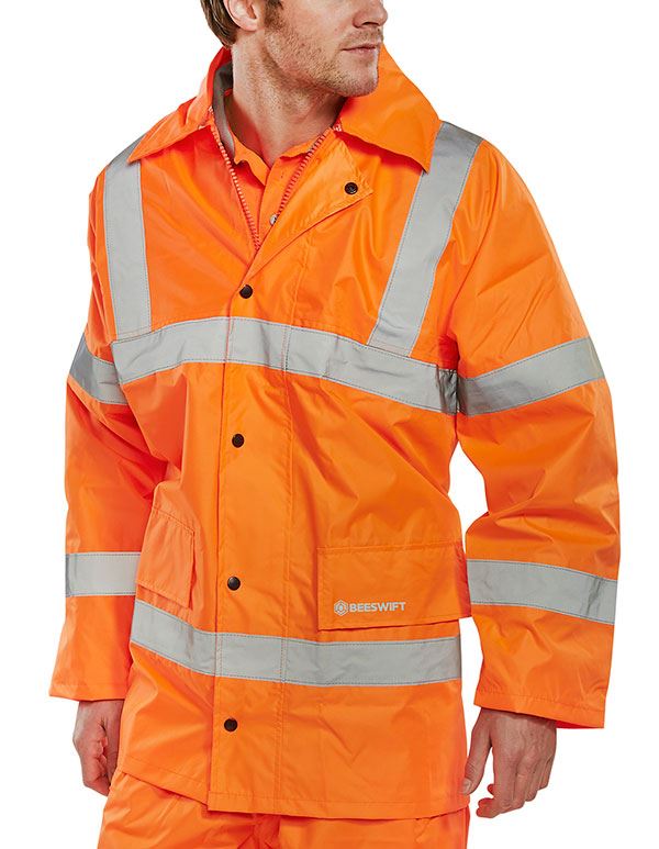 Beeswift Lightweight Hi Vis Work Jacket Yellow Reflective Safety Coat