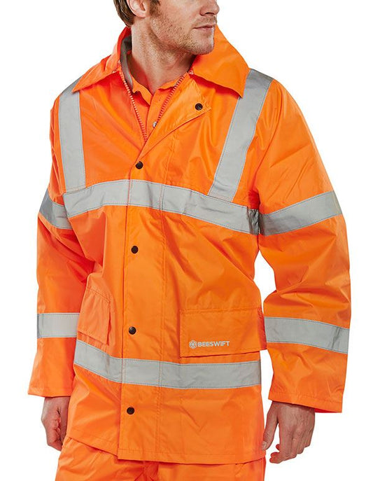 Beeswift Lightweight Hi Vis Work Jacket Yellow Reflective Safety Coat