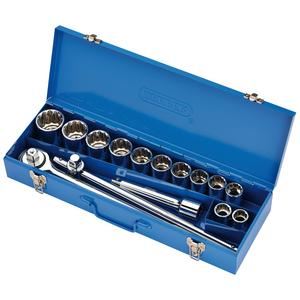 Draper 3/4 SQ.DRIVE SOCKET SET 15PC 16440 3/4 Sq. Dr. Metric Socket Set in Metal Case (15 Piece)