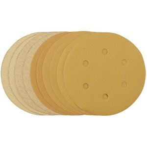 64284 Draper Gold Sanding Discs with Hook and Loop, 150mm, Assorted Grit - 120G, 180G, 2 Aluminium oxide Professional Trade DIY Workshop Garage Use