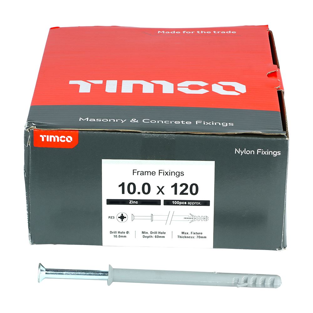 TIMCO Nylon Frame Fixing Zinc 10.0 x 120 Pack 100