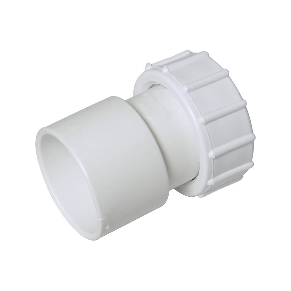 FLOPLAST SOLVENT WELD THREADED COUPLING; 32MM WASTE WHT
