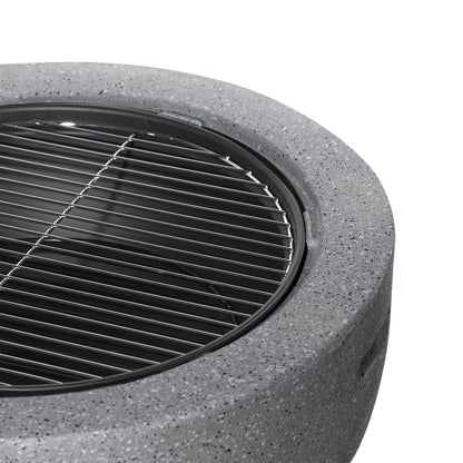 Dellonda DG189 Round MgO Fire Pit with BBQ Grill & Safety Mesh Screen 60cm - Dark Grey | Magnesium Oxide | The fire pit is made from MgO (Magnesium