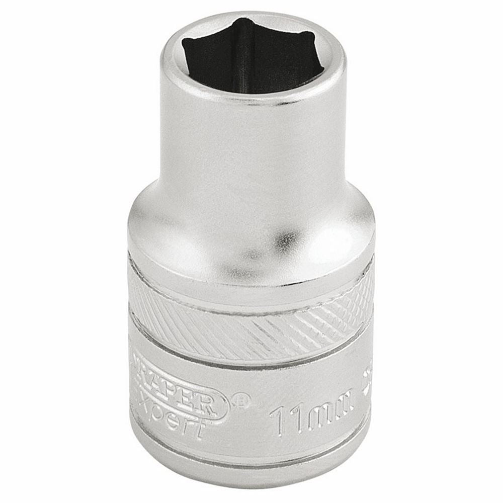 Draper 11MM 6PT SOCKET 1/2 DR-PCKD 16600 1/2" Sq. Dr. Metric Sockets (Micro Satin Chrome)