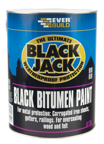 Everbuild 901 Black Jack Bitumen Paint 5L Protective Coating Roof Fence Metal