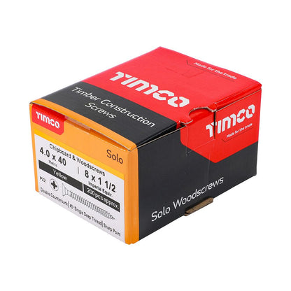 TIMCO Solo Woodscrew PZ2 CSK ZYP 4.0 x 40 Gold Pack 200