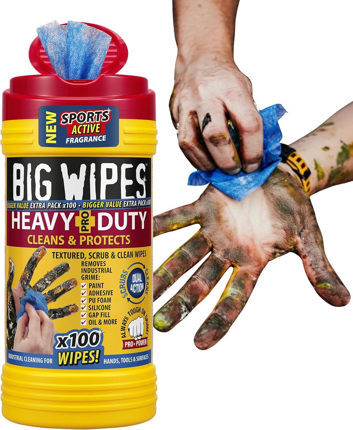 Big Wipes Heavy Duty Pro+ Hand Wipes - 100 Tub